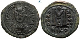 Justinian I AD 527-565. Dated RY 29=AD 555/556. Nikomedia. 2nd officina. Follis Æ