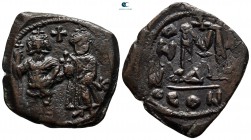 Constans II, with Constantine IV AD 641-668. Constantinople. Follis Æ