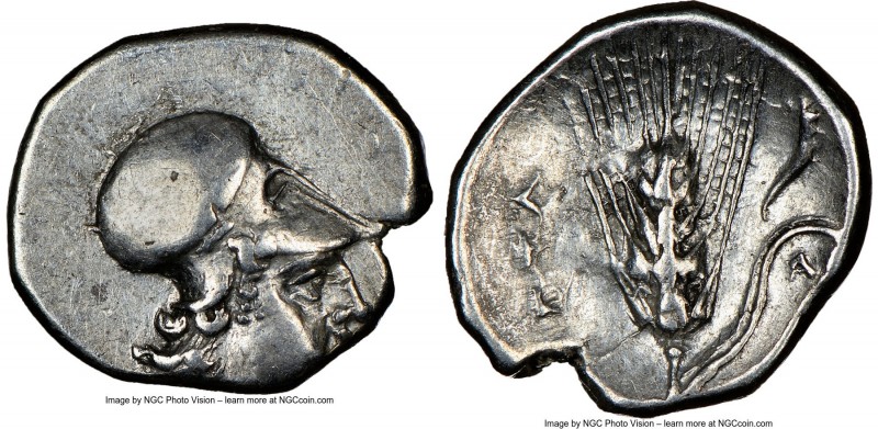 LUCANIA. Metapontum. Ca. 325-275 BC. AR diobol (12mm, 2h). NGC Choice VF. Head o...