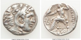 MACEDONIAN KINGDOM. Philip III Arrhidaeus (323-317 BC). AR drachm (18mm, 4.20 gm, 6h). VF. Lampsacus. Head of Heracles right, wearing lion skin headdr...