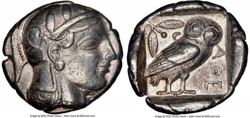 ATTICA. Athens. Ca. 465-455 BC. AR tetradrachm (25mm, 17.17 gm, 8h). NGC XF 5/5 ...