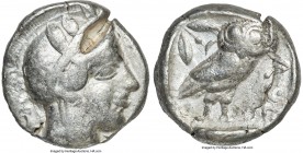 ATTICA. Athens. Ca. 440-404 BC. AR tetradrachm (24mm, 17.08 gm, 9h). Fine, test cut, bent. Mid-mass coinage issue. Head of Athena right, wearing crest...