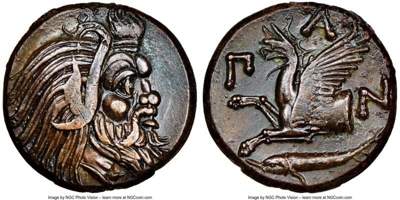 CIMMERIAN BOSPORUS. Panticapaeum. 4th century BC. AE (20mm, 12h). NGC Choice XF....