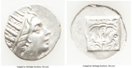 CARIAN ISLANDS. Rhodes. Ca. 88-84 BC. AR drachm (16mm, 2.58 gm, 12h). XF. 'Plinthophoric' coinage, Menodorus, magistrate. Radiate head of Helios right...