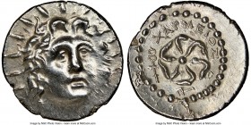 CARIAN ISLANDS. Rhodes. Ca. 84-30 BC. AR drachm (18mm, 4.17 gm, 7h). NGC MS 5/5 - 3/5, brushed. Charmeios, magistrate. Radiate head of Helios facing, ...