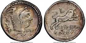 L. Thorius Balbus (ca. 105 BC). AR denarius (20mm, 7h). NGC VF. Rome. I•S•M•R, head of Juno Sospita right, clad in goat-skin / L•THORIVS / BALBVS, bul...
