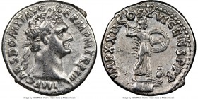 Domitian, as Augustus (AD 81-96). AR denarius (18mm, 6h). NGC XF. Rome, AD 93-94. IMP CAES DOMIT AVG-GERM P M TR P XIII, laureate head of Domitian rig...