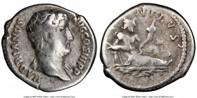 Hadrian (AD 117-138). AR denarius (18mm, 6h). NGC Choice Fine. Rome, ca. AD 130-133. HADRIANVS-AVG COS III P P, bare head of Hadrian right / NILVS, Ni...