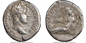 Hadrian (AD 117-138). AR denarius (19mm, 6h). NGC Choice Fine, flan flaw. Rome, AD 134-138. HADRIANVS-AVG COS III P P, laureate head of Hadrian right ...