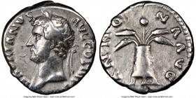 Hadrian (AD 117-138). AR denarius (17mm, 6h). NGC VF. Rome, AD 134-138. HADRIANVS-AVG COS III P P, laureate of Hadrian left / ANNONA-AVG, modius with ...