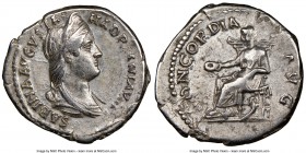 Sabina (AD 128-136/7). AR denarius (19mm, 7h). NGC Choice VF. Rome, ca. AD 130-133. SABINA AVGVSTA-HADRIANI AVG P P, diademed, draped bust of Sabina r...