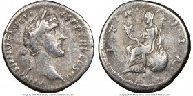 Antoninus Pius (AD 138-161). AR denarius (17mm, 6h). NGC Choice Fine. Rome, AD 140-143. ANTONINVS AVG PIVS P P-TR P COS III , laureate head of Antonin...