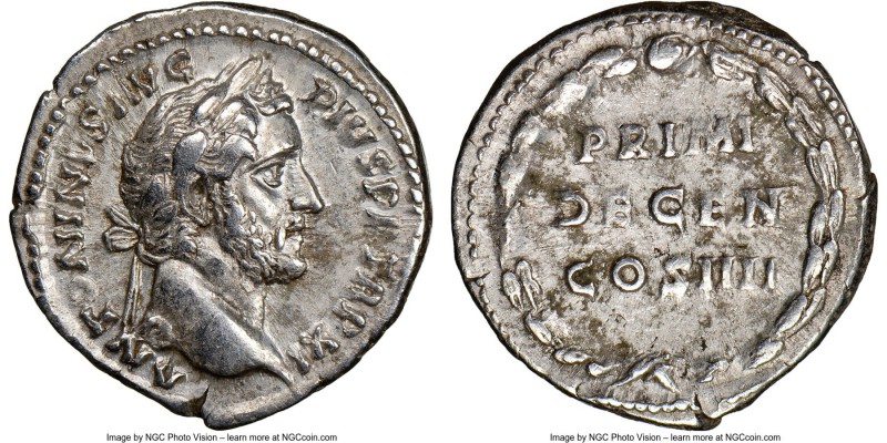 Antoninus Pius (AD 138-161). AR denarius (18mm, 12h). NGC XF. Rome, AD 147-148. ...