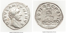 Divus Antoninus Pius (AD 138-161). AR denarius (18mm, 3.15 gm, 7h). VF. Rome, after AD 161. DIVVS ANTONINVS, bare head of Antoninus Pius right / CONSE...