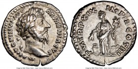 Marcus Aurelius, as Augustus (AD 161-180). AR denarius (18mm, 12h). NGC XF. Rome, August-December AD 165. M ANTONINVS AVG-ARMENIACVS, laureate head of...