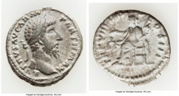 Lucius Verus (AD 161-169). AR denarius (19mm, 3.41 gm, 12h). About VF. Rome, AD 168-169. L VERVS AVG ARM-PARTH MAX, laureate head of Lucius Verus righ...