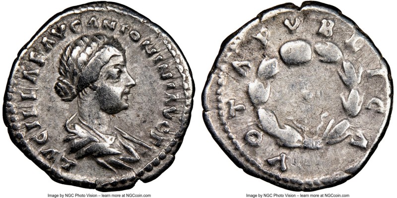 Lucilla (AD 164-182/3). AR denarius (19mm, 6h). NGC VF. Rome. LVCILLAE AVG ANTON...