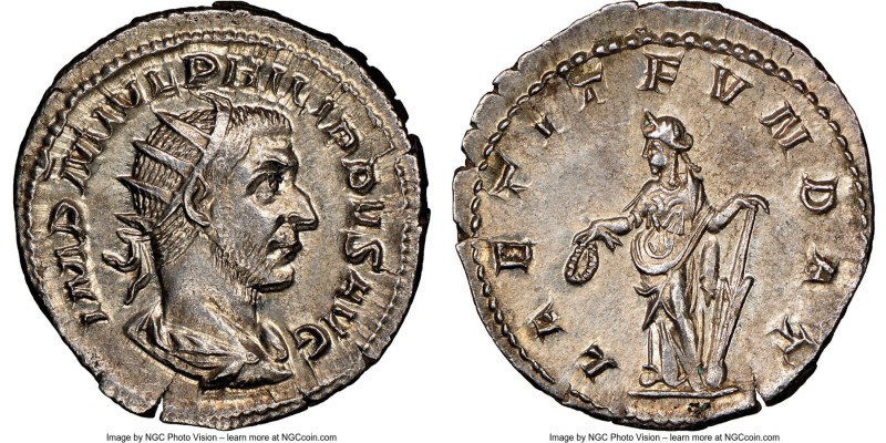 Philip I (AD 244-249). AR antoninianus (22mm, 12h). NGC MS 5/5 - 4/5. Rome, AD 2...