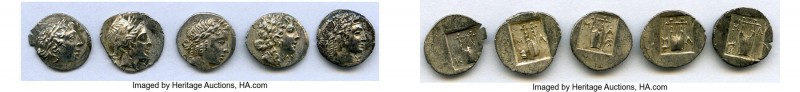 ANCIENT LOTS. Greek. Lycian League. Ca. 48-20 BC. Lot of five (5) AR hemidrachms...