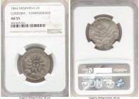 Cordoba. Provincial 2 Reales 1844 AU53 NGC, KM23. CONFEDERADA variety. Ashen-gray and charcoal toning. 

HID09801242017

© 2020 Heritage Auctions ...