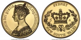 Victoria gilt copper-nickel Proof Piefort INA Retro Issue "Gothic" Crown (5 Shillings) 1851-Dated PR67 PCGS, KM-X Unl. Sydney - New South Wales issue....
