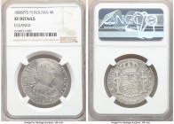Charles IV Pair of Certified 4 Reales 1808 PTS-PJ NGC, 1) 4 Reales - XF Details (Cleaned) 2) 4 Reales - AU Details (Harshly Cleaned) Potosi mint, KM72...