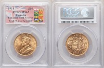 George V gold 10 Dollars 1914 MS63 PCGS, Ottawa mint, KM27. Three year type. AGW 0.4838 oz. Ex. Canadian Gold Reserve

HID09801242017

© 2020 Heri...