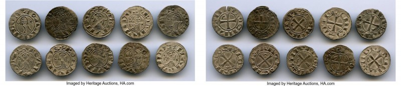 Principality of Antioch 10-Piece Lot of Uncertified Bohemond Era "Helmet" Denier...