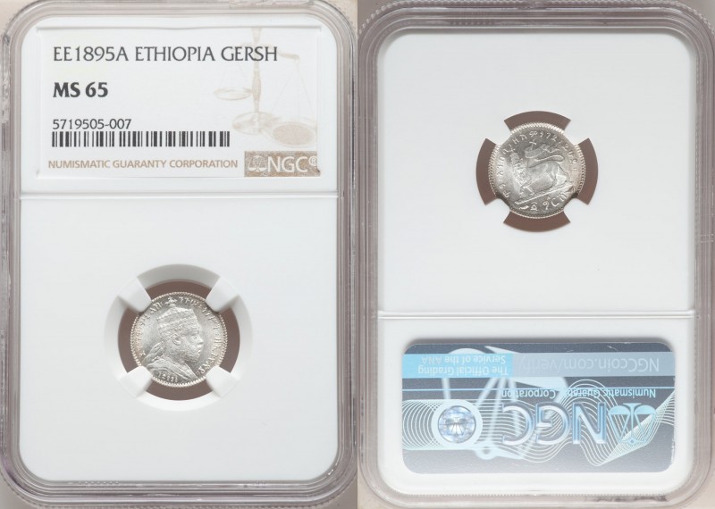 Menelik II Gersh EE 1895 (1902/1903)-A MS65 NGC, Paris mint, KM12. 

HID098012...