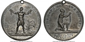 temp. William IV white-metal "Abolition of Slavery" Medal 1834 UNC Details (Holed) NGC, BHM-1666. By J. Davis. THIS IS THE LORDS DOING: IT IS MARVELLO...