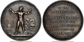 temp. William IV bronze "Abolition of Slavery" Medal 1834 AU Details (Scratches) NGC, BHM-1665. 43mm. By J. Davis. THIS IS THE LORDS DOING: IT IS MARV...