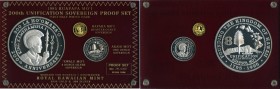 3-Piece Uncertified gold & silver "Hawaiian Bicentennial" Medallic Sovereign Proof Set 1995, Royal Hawaiian mint. By Bernard von Nothaus mintmaster. I...