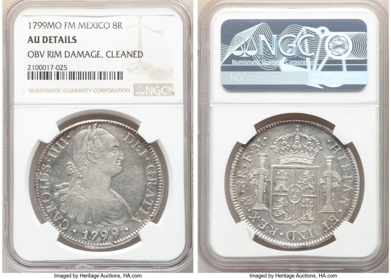 Pair of Certified Assorted 8 Reales NGC, 1) Charles IV 8 Reales 1799 Mo-FM - AU ...