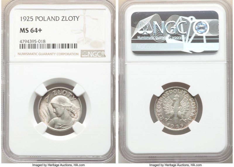 Republic Zloty 1925 MS64+ NGC, London mint, KM-Y15. Dot after date. Two year typ...