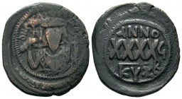 Phocas , AE follis,

Weight: 10,59 gr
Diameter: 31,60 mm