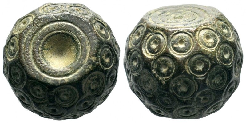 Byzantine bronze dice weight with ring and dot motifs,About fine to about very f...