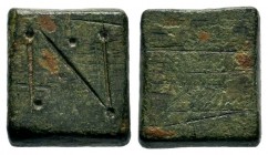 Byzantine Weights, Circa 5th-7th centuries. Weight of 2 Ounkia a uniface circle commercial weight Condition: Very Fine

Weight: 4,35 gr
Diameter: 12,3...