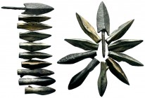 x10 Ancient Greece, 5th-4th century BC. Nice leaf-shaped bronze arrowhead, found in Thrace-Macedonia.
