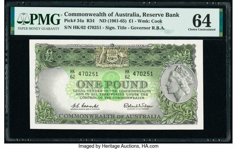 Australia Commonwealth Bank of Australia 1 Pound ND (1961-65) Pick 34a R34 PMG C...