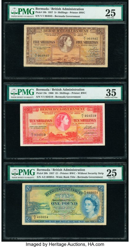Bermuda Bermuda Government 5; 10 Shillings; 1 Pound 1.5.1957 (2); 1.10.1966 Pick...