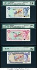 Bermuda Monetary Authority 1; 5; 10 Dollar 1.5.1984; 1.4.1978 (2) Pick 28s; 29s; 30s Three Specimen PMG Gem Uncirculated 65 EPQ; Superb Gem Unc 67 EPQ...