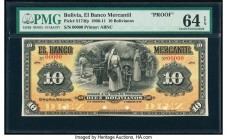 Bolivia Banco Mercantil 10 Bolivianos 1906-11 Pick S174fp Proof PMG Choice Uncirculated 64 EPQ. Four POCs.

HID09801242017

© 2020 Heritage Auctions |...