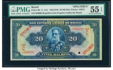 Brazil Thesouro Nacional 20 Mil Reis ND (1919) Pick 46s Specimen PMG About Uncirculated 55 EPQ. Red Specimen overprint; one POC.

HID09801242017

© 20...