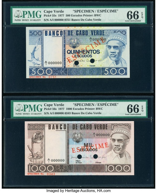Cape Verde Banco De Cabo Verde 500; 1000 Escudos 20.1.1977 Pick 55s; 56s Two Spe...