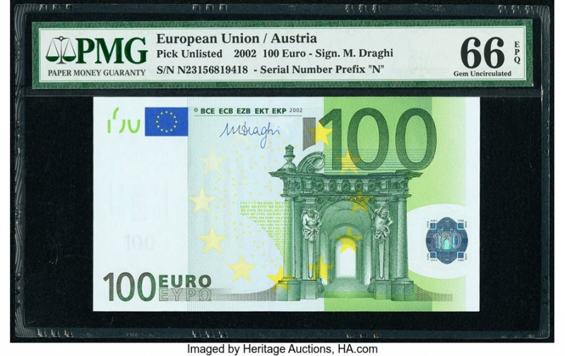 European Union Austria 100 Euro 2002 Pick 12n PMG Gem Uncirculated 66 EPQ. 

HID...
