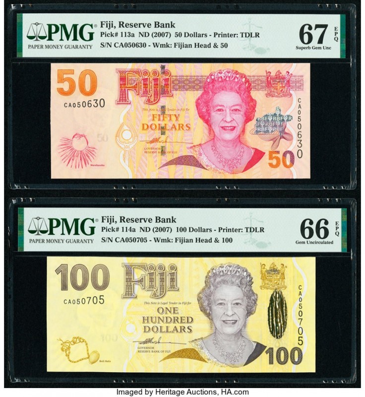 Fiji Reserve Bank of Fiji 50; 100 Dollars ND (2007) Pick 113a; 114a Two Examples...