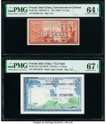 French Indochina Gouvernement General de l'Indochine; Institut D'Emission 10 Cents; 1 Piastre = 1 Dong ND (1939); ND (1954) Pick 85c; 105 Two Examples...
