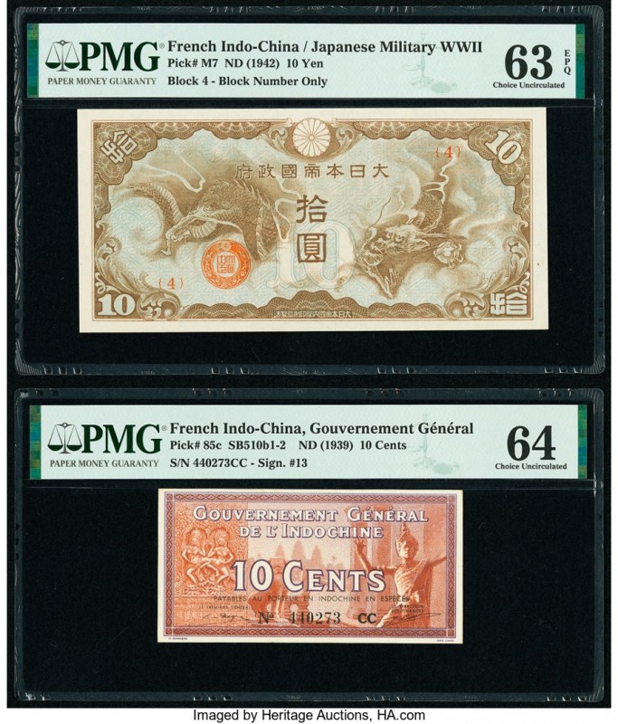 French Indochina Japanese Imperial Government; Gouvernment General 10 Yen; 10 Ce...
