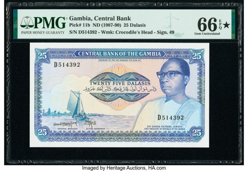 Gambia Central Bank of the Gambia 25 Dalasis ND (1987-90) Pick 11b PMG Gem Uncir...
