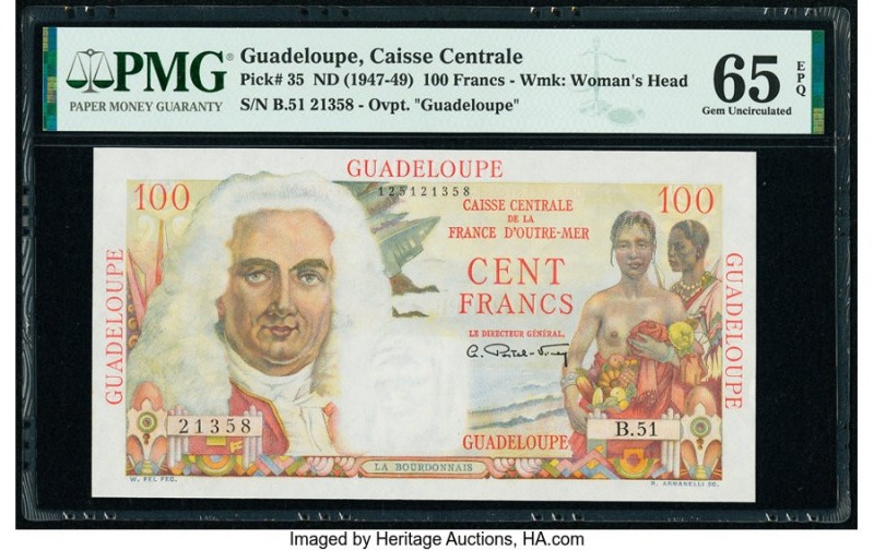 Guadeloupe Caisse Centrale de la France d'Outre-Mer 100 Francs ND (1947-49) Pick...